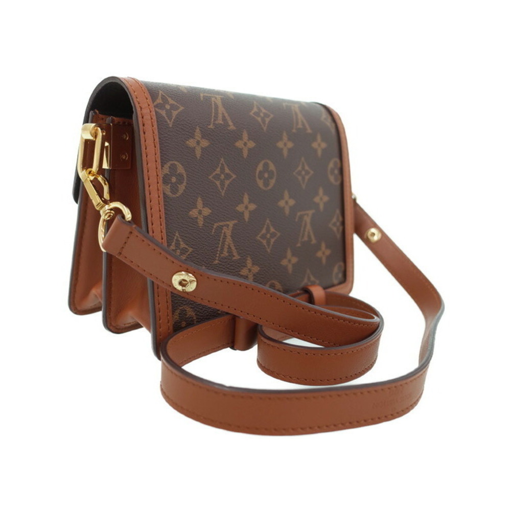 Louis Vuitton Dauphine Bag Brown Leather Monogram Shoulder Reverse